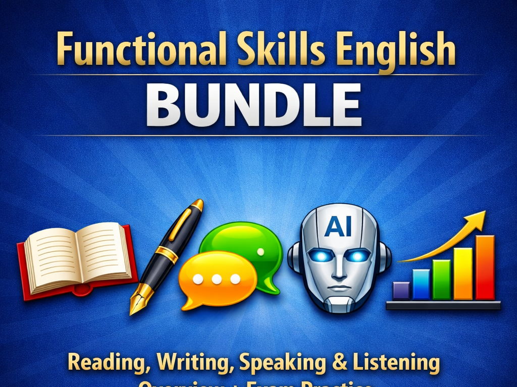 Functional Skills English Mega Bundle 2026 – Reading, Writing, Speaking & Listening + Exam Practice (Entry 3–Level 2 · Printable)