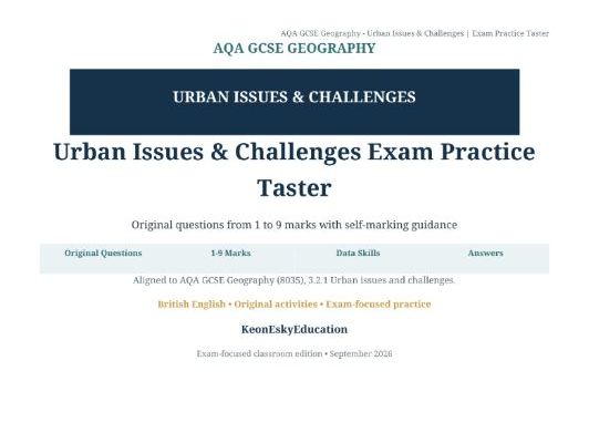 AQA GCSE Geography – Urban Issues & Challenges: Sustainable Urban Living & Transport