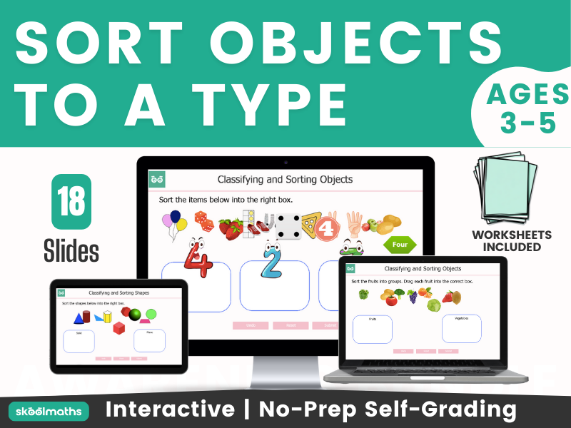 Sorting Objects to a Type EYFS Digital Maths Activities | Interactive Self-Marking