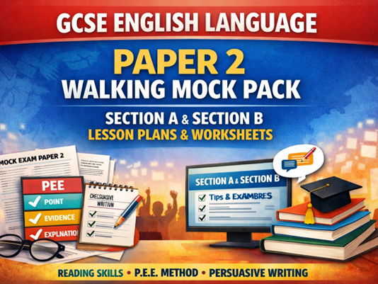 GCSE English Language Walking Mock Pack – Paper 2 Section A & B – Lesson Plans + Worksheets