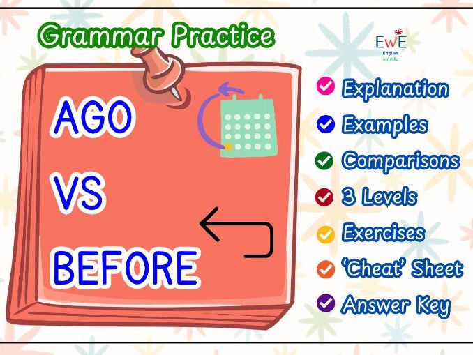 Ago vs Before Worksheets and Activities | ESL Grammar Practice | Answer Key