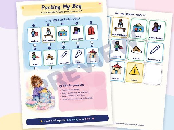 Packing My Bag: Visual Checklist with Picture Cards
