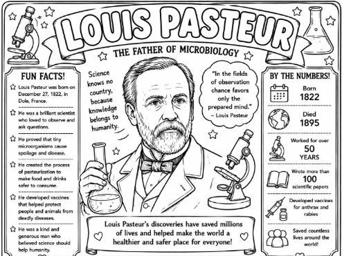 Louis Pasteur Famous Scientist Colouring Factsheet