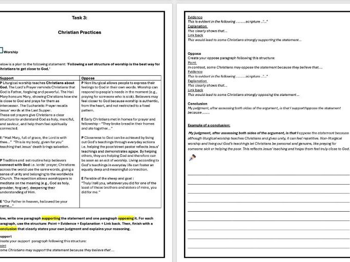 AQA GCSE RS Spring Term Revision & HW Booklet | Christianity, Islam & Thematic Studies