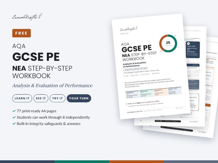 AQA GCSE PE NEA Step-by-Step Workbook | Coursework | Performance Analysis & Evaluation