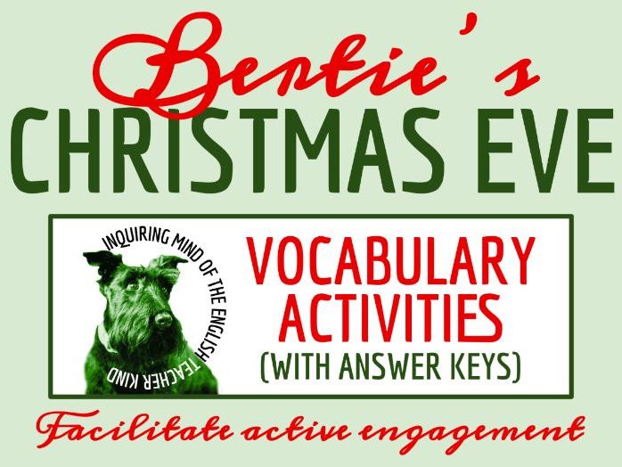 "Bertie's Christmas Eve" by Saki Vocabulary Activities | Crossword Puzzle | Word Search | Worksheet