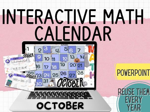 October Interactive Maths Calendar| Daily Maths Challenges | PowerPoint (KS2)