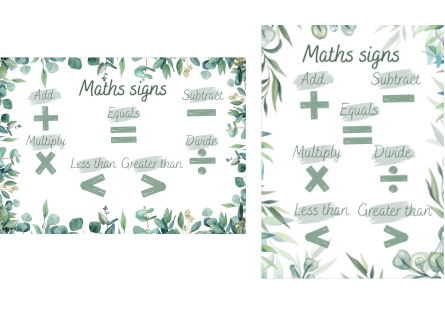 Mathematical signs posters - KS1