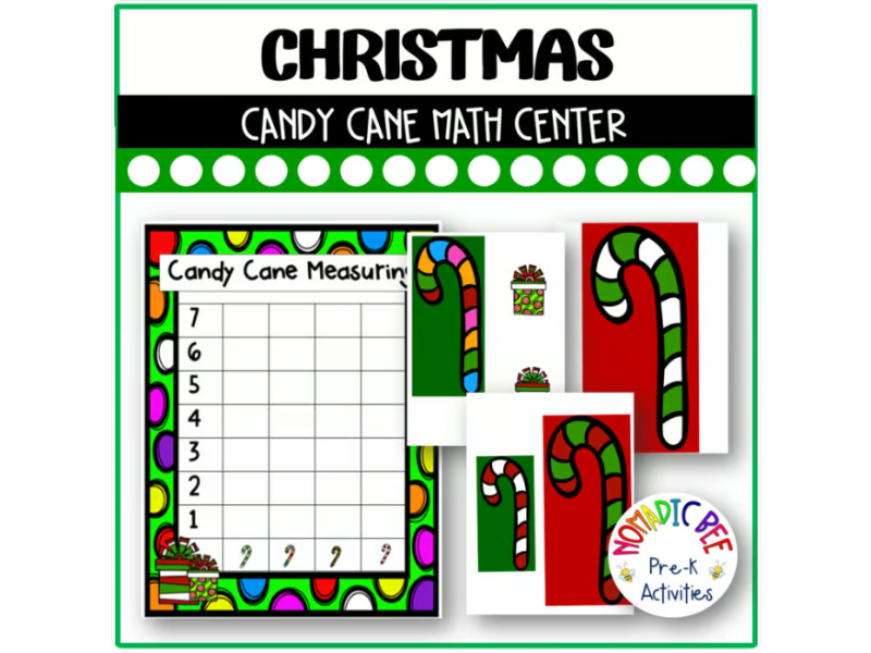 Christmas Themed  'Candy Cane Measuring' Math Center