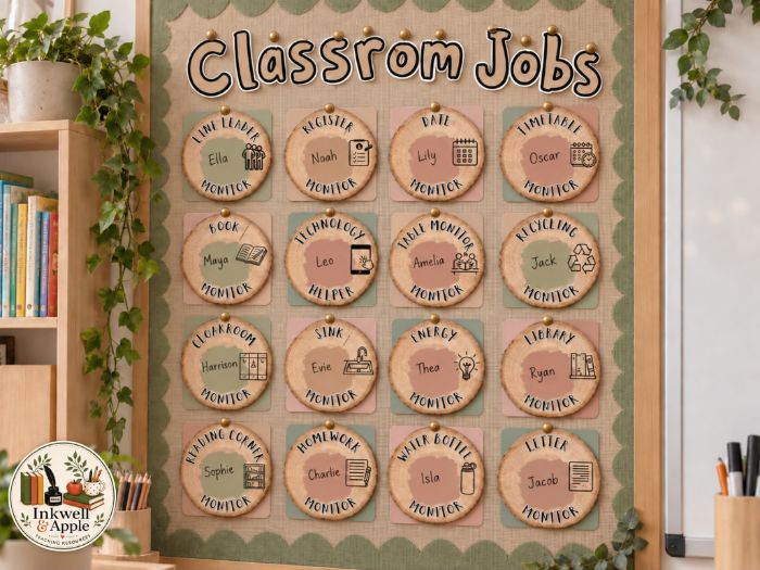 Woodland Botanicals Classroom Jobs Display