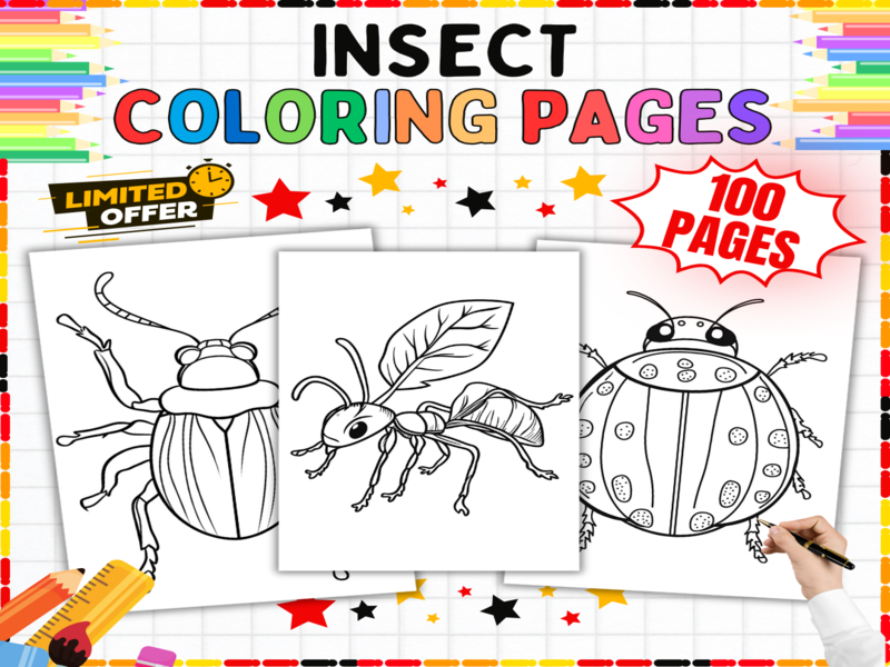 100 Insect Colouring Pages - Butterfly Beetle Ladybird | Preschool to Year 5 Art
