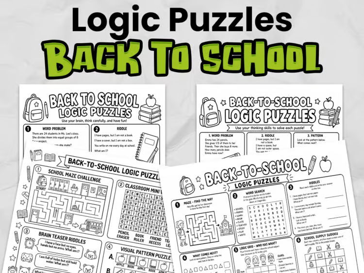 Back to School Logic Puzzles & Riddles | Primary Brain Teasers | No-Prep First Week Activities
