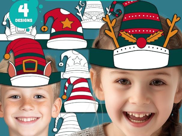 Christmas Elf Hat Templates, Wearable Holiday Paper Craft