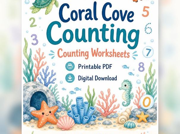 Coral Cove Counting Worksheets for Kids