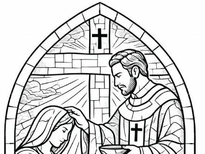 Ash Wednesday - Lent Easter Stained Glass Style Colouring Sheet