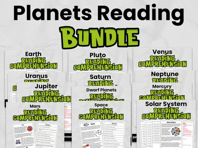 Planets Reading Comprehension Bundle (Grades 3–5) | Solar System, Space & Planet