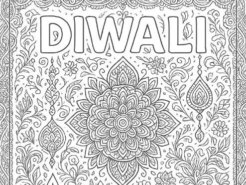 Diwali Hindu Mandala Celebration Festival Mindful Colouring Page
