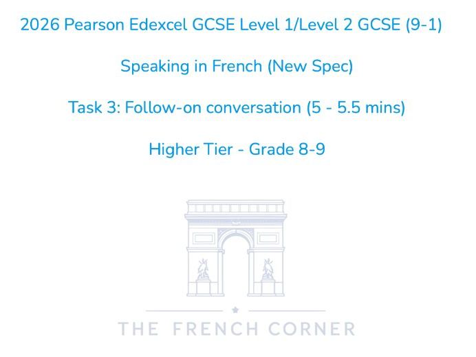 2026 Pearson Edexcel GCSE French – Speaking Task 3: Follow on conversation - Higher Tier