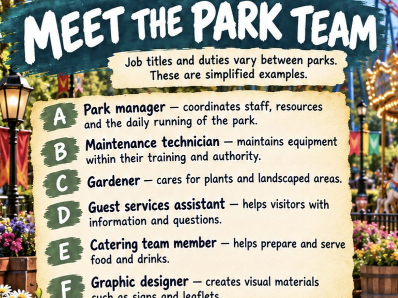 Theme Park Careers Workbook | Behind the Scenes | KS3 KS4 SEND