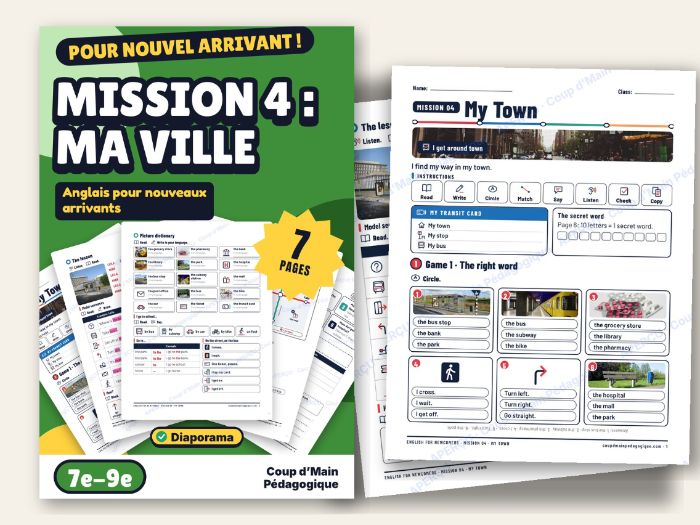 ESL Newcomer Mini Unit Grade 7-9 My Town | Mission 4
