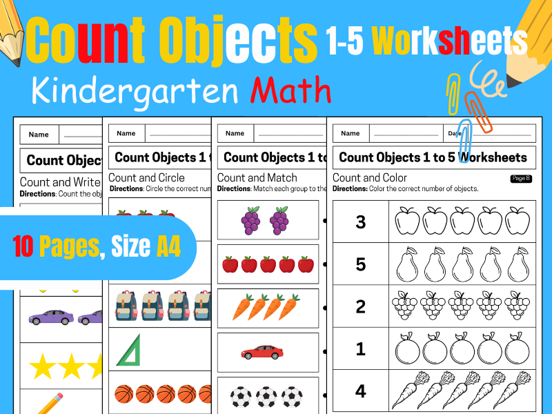 Count Objects 1–5 Worksheets | Kindergarten Math