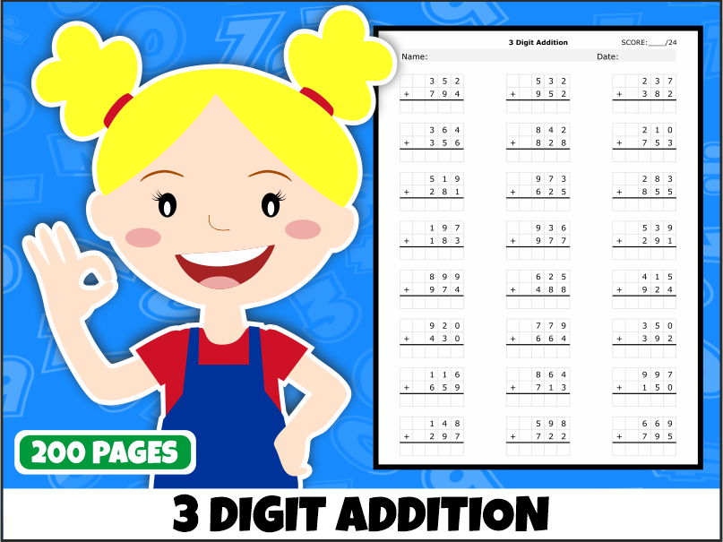 3-Digit Addition Worksheets | 200 Printable Worksheets | Years 3–4 Maths