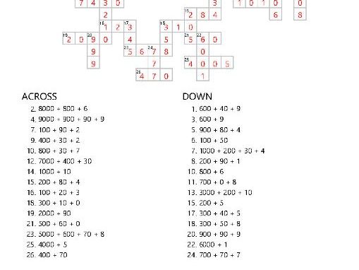 Expanded form to standard form -puzzle