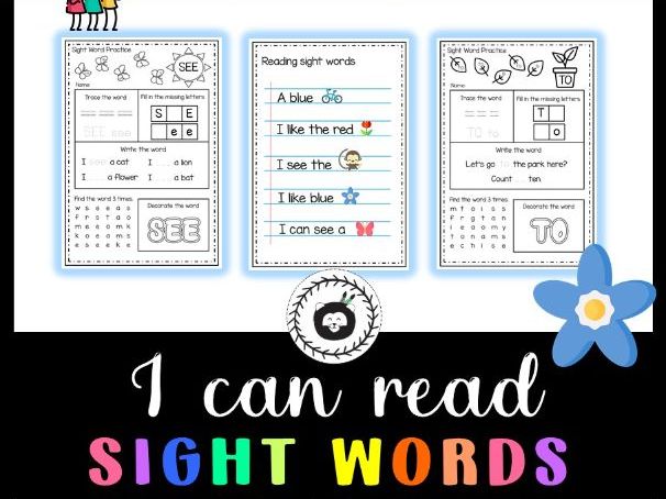 I can read Sight Words - Sight word practice for recognizing words 50 pages