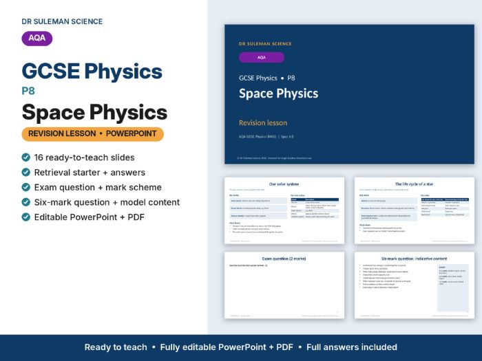 AQA GCSE Physics P8 Space Physics Revision Lesson PowerPoint