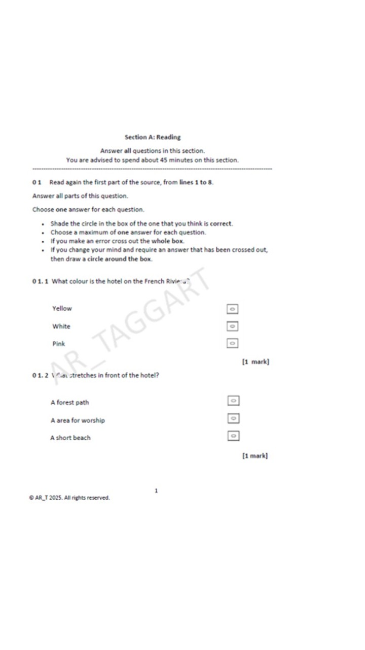 One AQA 2026 GCSE English Language Paper 1 Mock | Q5 Tasks-(Fit ...