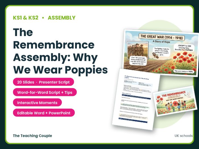 Remembrance Day Assembly | KS1 & KS2 | Script + Slides