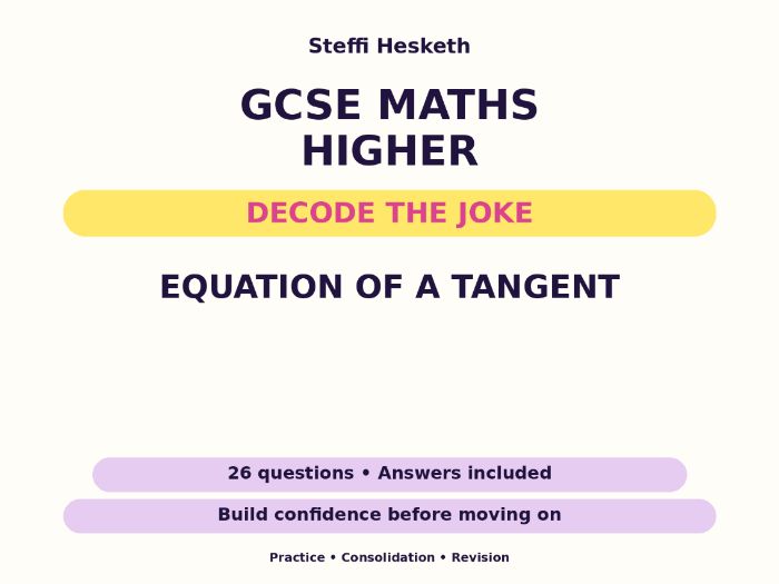 Equation of a Tangent | GCSE Decode the Joke + Answers