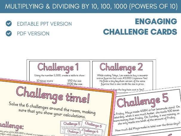 Powers of 10 (Multiply & Divide by 10 100 1000) | Card Challenges | Place Value