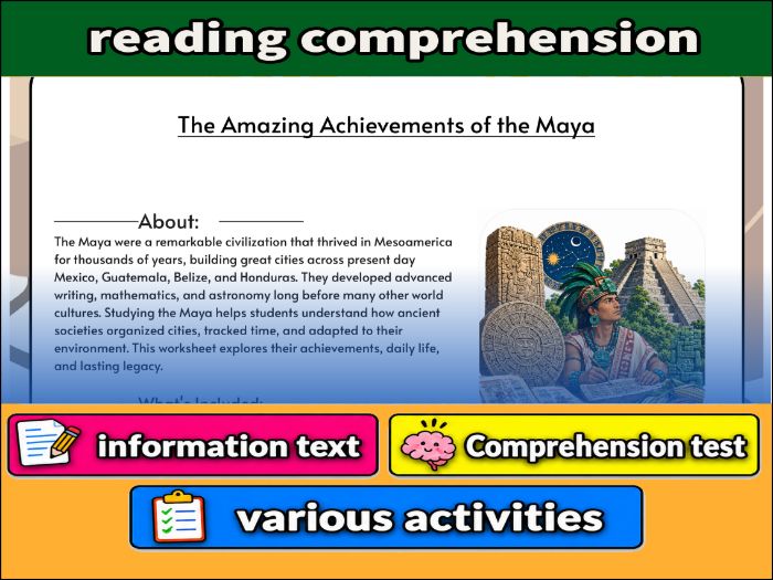 The Amazing Achievements of the Maya & Comprehension Test