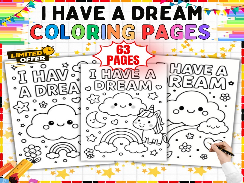 I Have a Dream Coloring Pages | 63 Printable Sheets | Rainbows and Unicorns