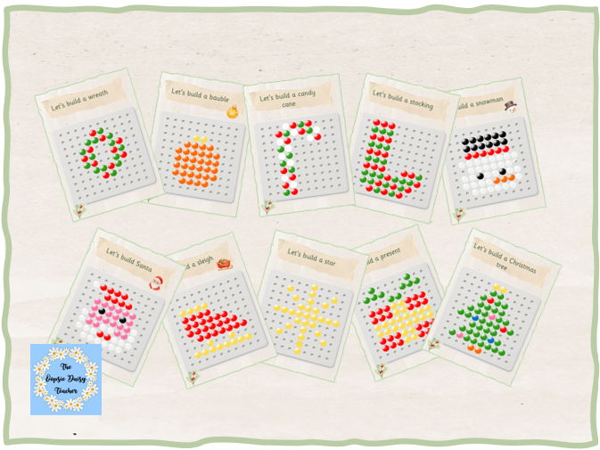 Peg Board Challenge Cards - Christmas (Natural Theme)