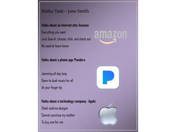 Tech Haiku Lesson Activity for Teaching Microsoft Word Skills