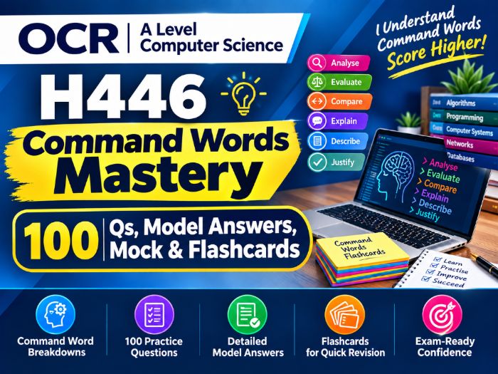 OCR A-Level Computer Science H446 Command Words Mastery: 100 Qs, Model Answers, Mock & Flashcards