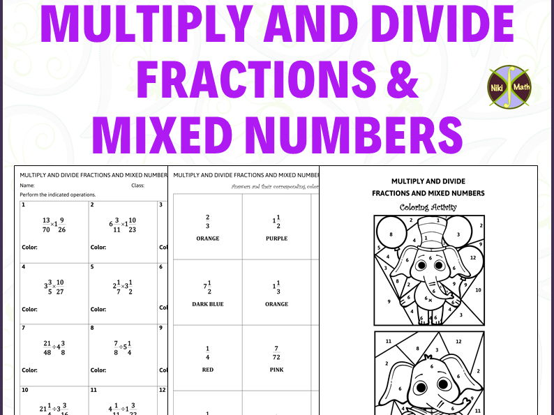 Multiply and Divide Fractions and Mixed Numbers - Color by Code