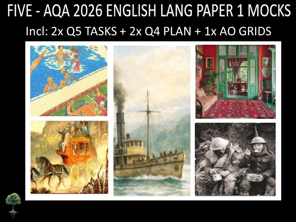 FIVE - AQA PAPER 1 | 2026 FULL MOCKS | Q5 TASKS | Q4 PLAN | AO GRIDS