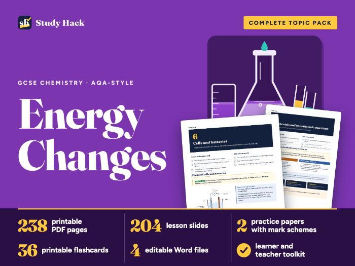 GCSE Chemistry Energy Changes: AQA-style workbook, practice papers and lessons