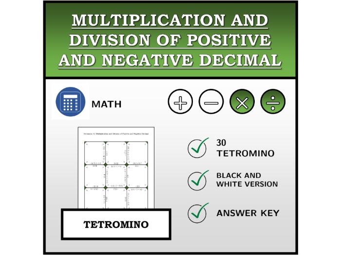 Tetromino | Multiplication and Division of Positive and Negative Decimal | Math Activity