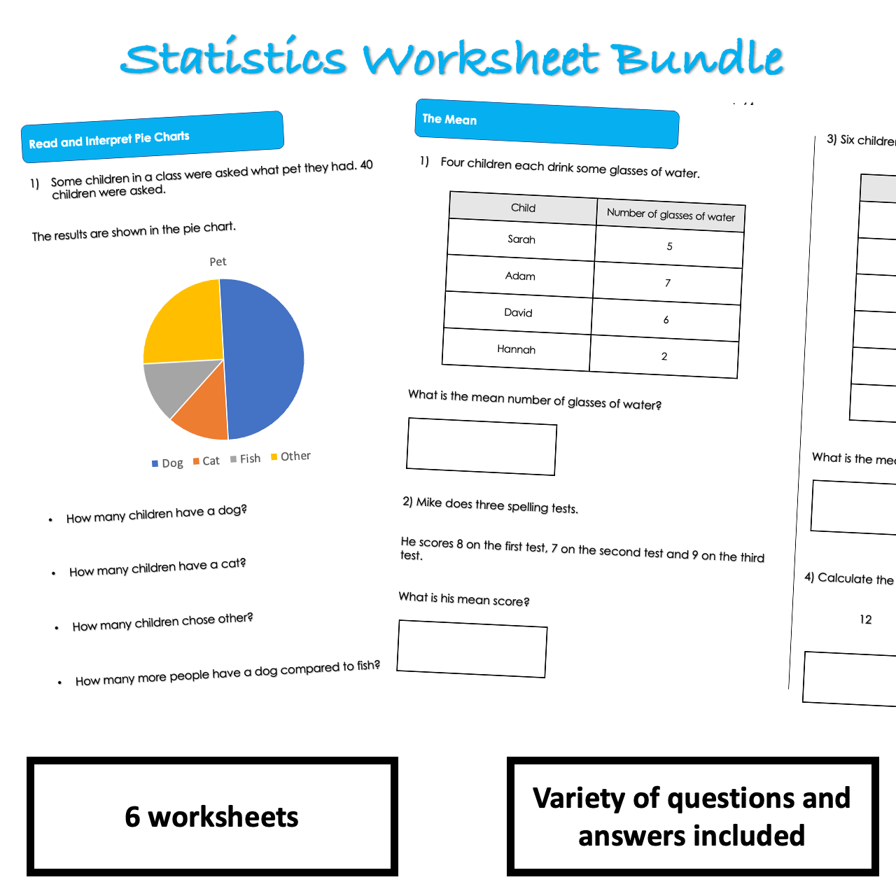 Statistics Worksheet Bundle