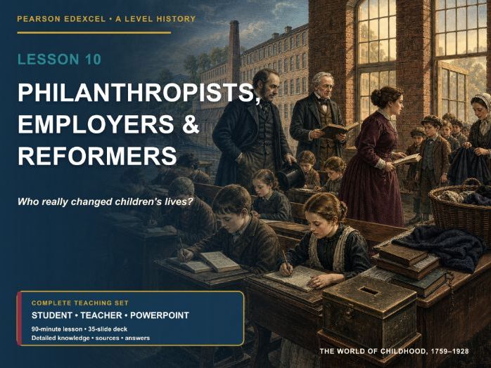 Industrialisation & Social Change Lesson 10: Philanthropists, Employers and Reformers