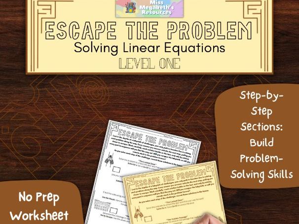 Escape the Problem: Solving Linear Equations (Level One) - Interactive Worksheet