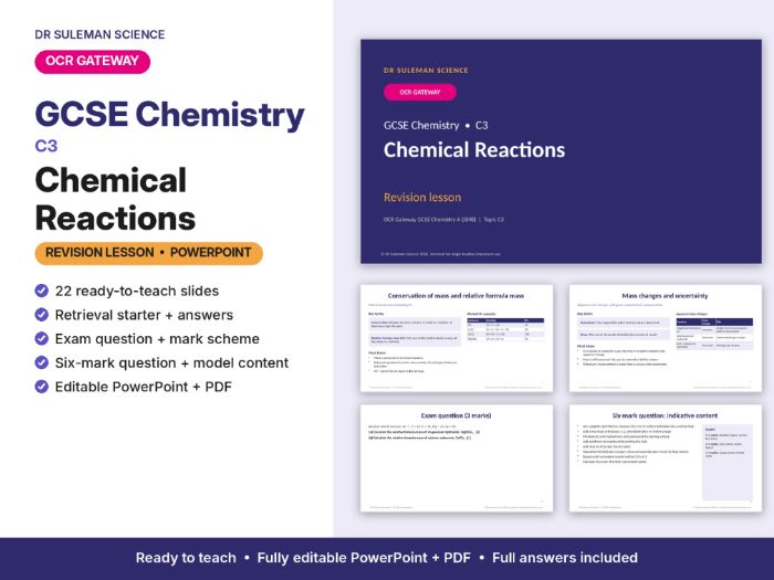 OCR Gateway GCSE Chemistry C3 Chemical Reactions Revision Lesson PPT