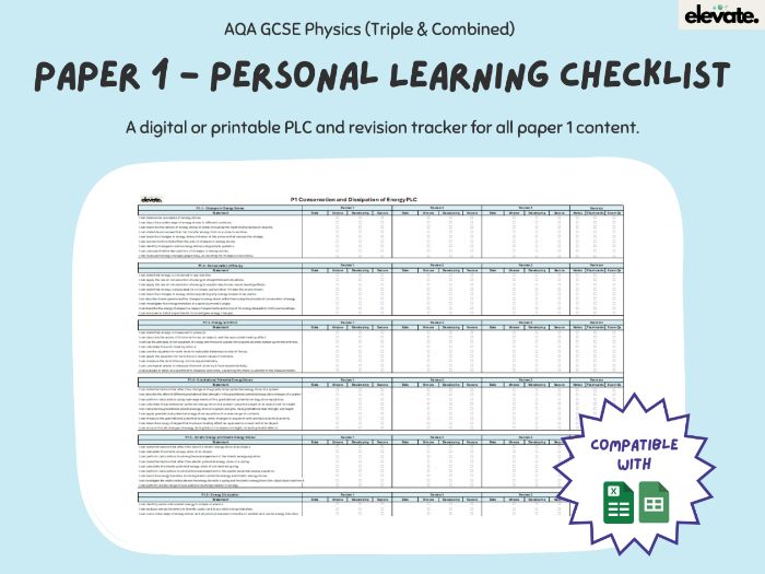 Paper 1 Personal Learning Checklist (AQA GCSE Physics Combined & Triple)