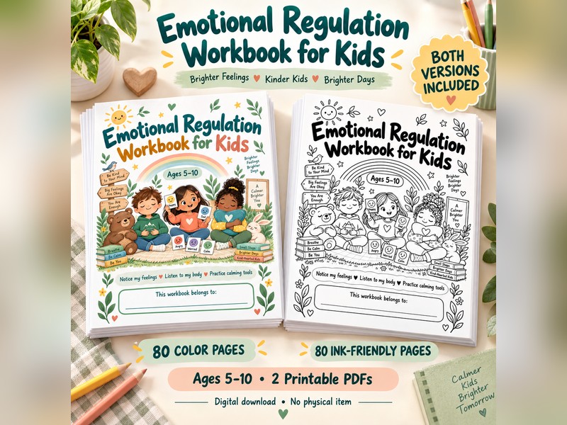 Emotional Regulation Workbook for Kids 5-10