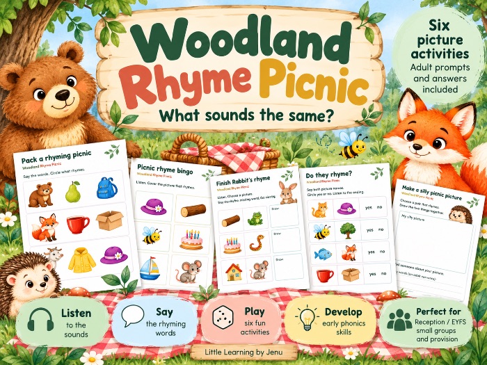 Woodland Rhyme Picnic – Rhyming Words and Listening Activities | Reception EYFS