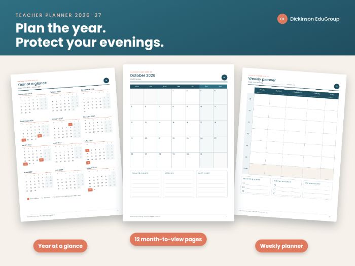 Teacher planner for 2026-2027